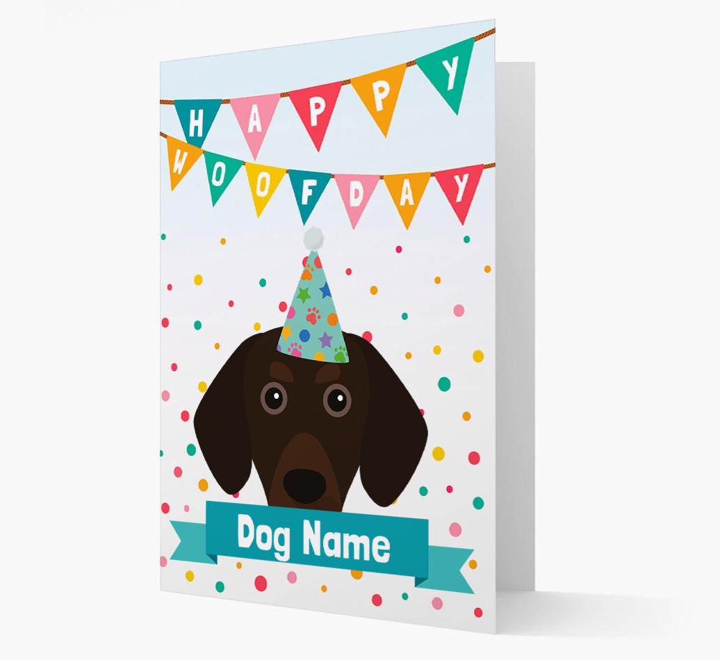 Personalized Card 'Happy Woofday {dogsName}' with {breedCommonName} Icon