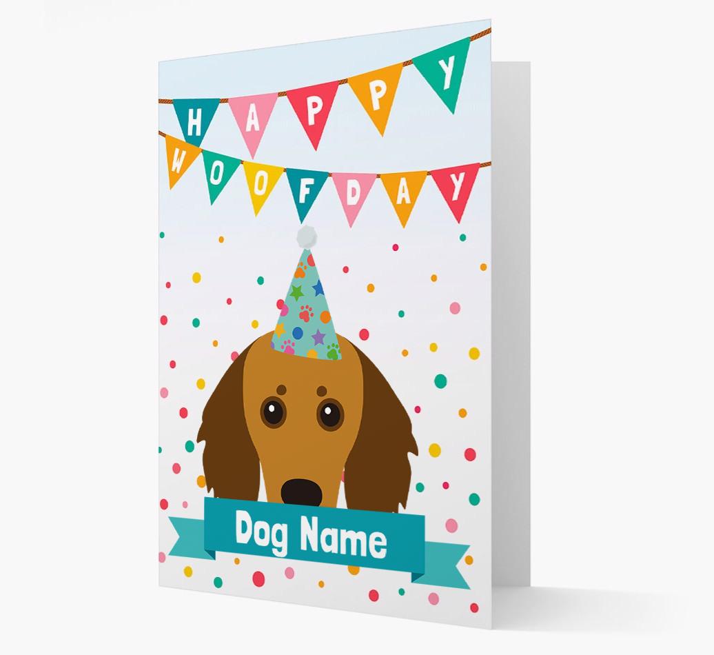 Personalized Card 'Happy Woofday {dogsName}' with {breedCommonName} Icon