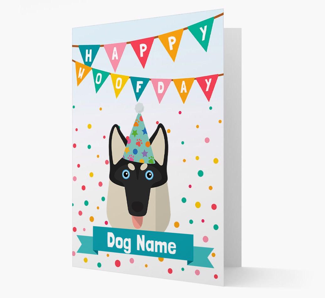 Personalized Card 'Happy Woofday {dogsName}' with {breedCommonName} Icon
