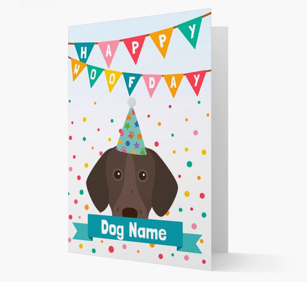 Personalized Card 'Happy Woofday {dogsName}' with {breedCommonName} Icon