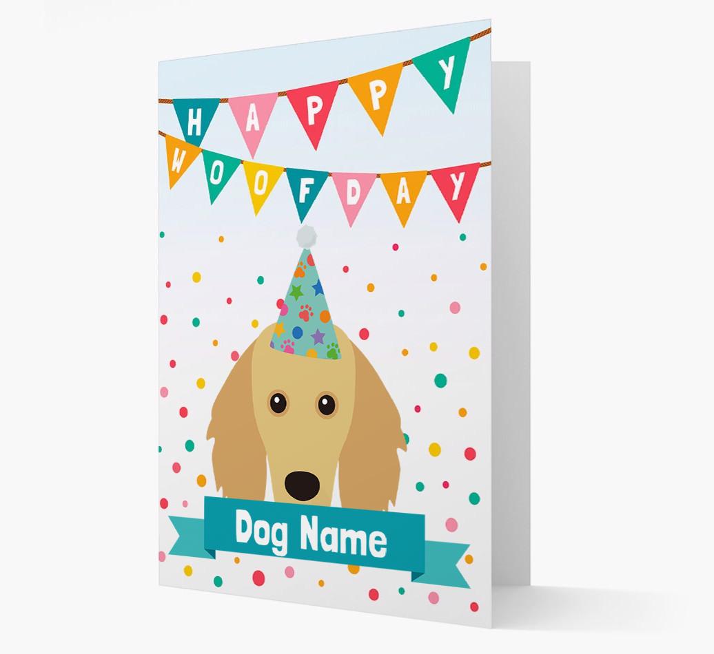 Personalized Card 'Happy Woofday {dogsName}' with {breedCommonName} Icon