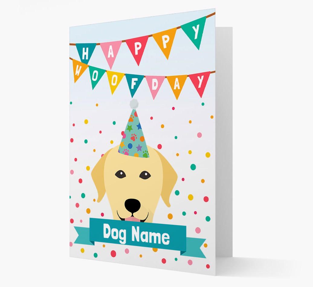 Personalized Card 'Happy Woofday {dogsName}' with {breedCommonName} Icon