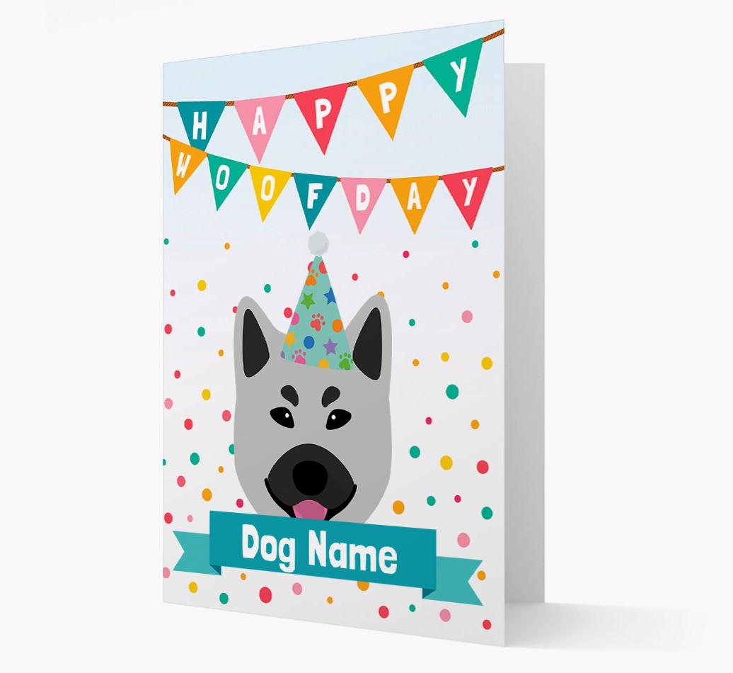Personalized Card 'Happy Woofday {dogsName}' with {breedCommonName} Icon