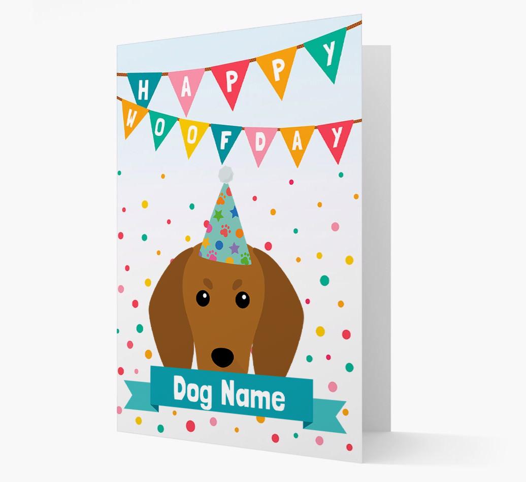 Personalized Card 'Happy Woofday {dogsName}' with {breedCommonName} Icon