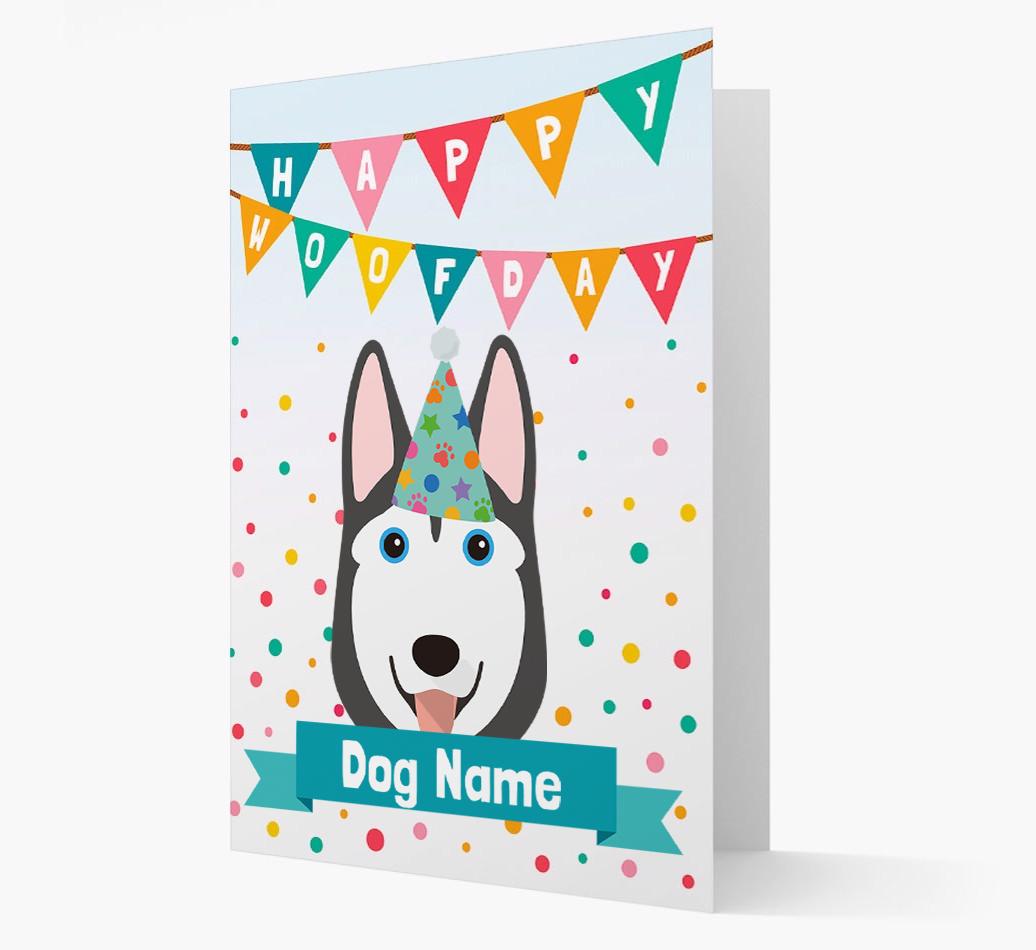 Personalized Card 'Happy Woofday {dogsName}' with {breedCommonName} Icon