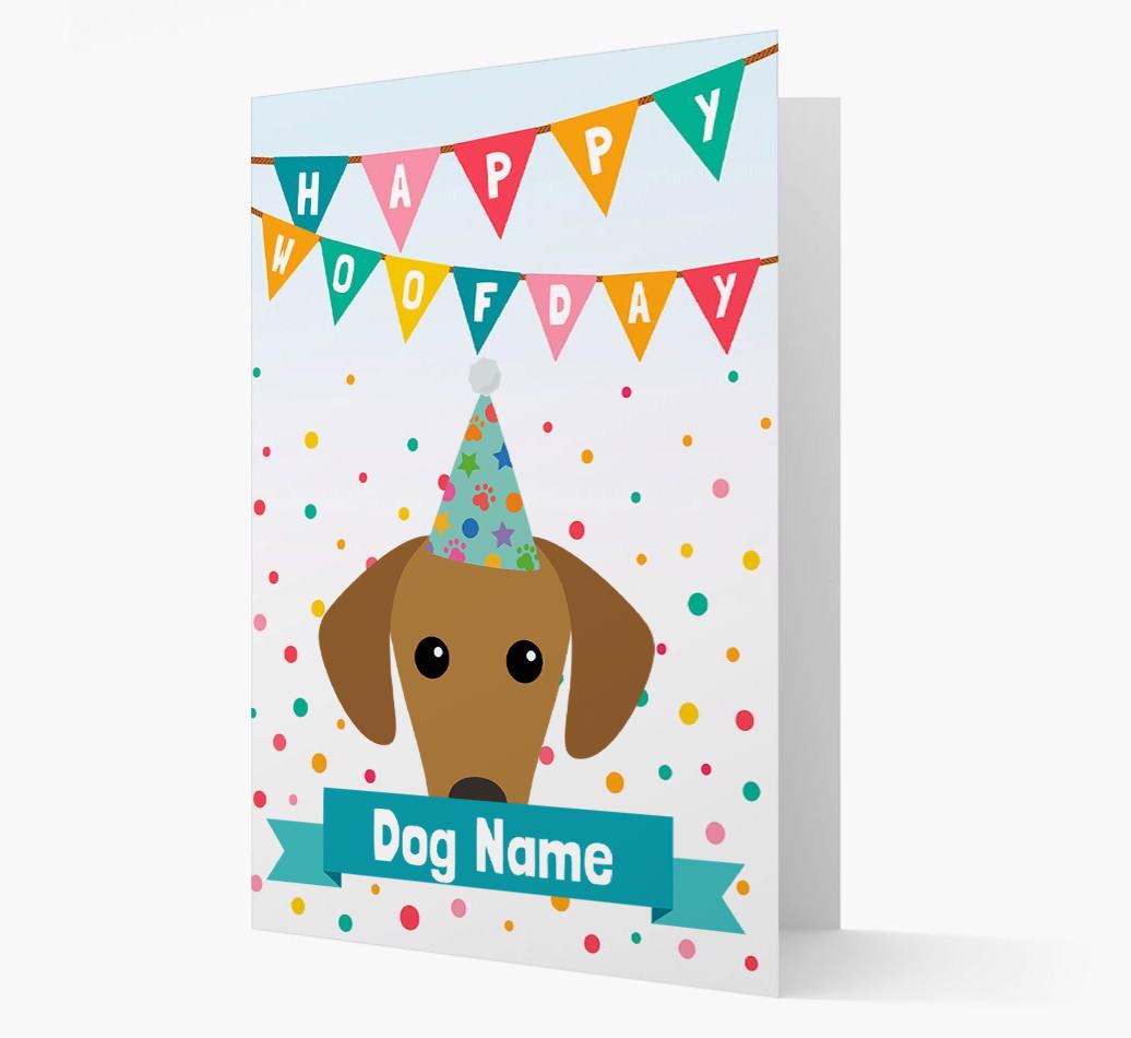 Personalized Card 'Happy Woofday {dogsName}' with {breedCommonName} Icon