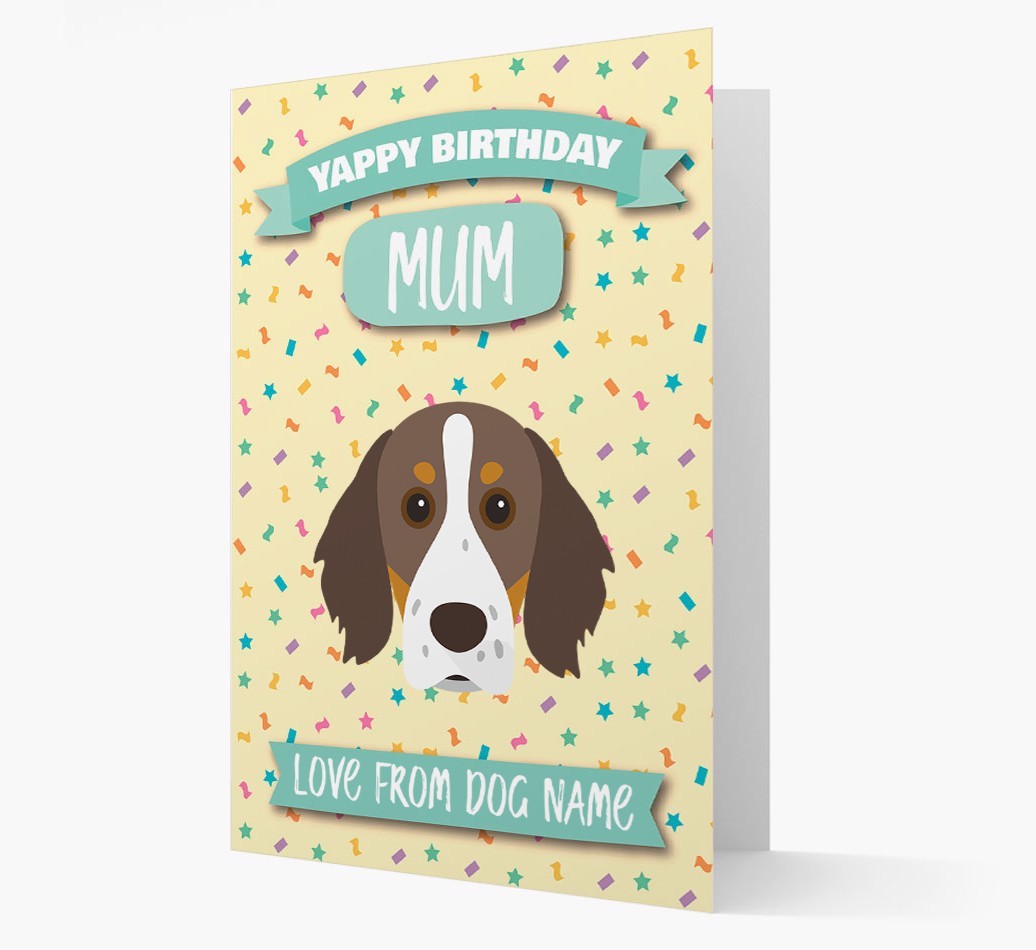 Personalised Card 'Yappy Birthday Mum' with {breedCommonName} Icon