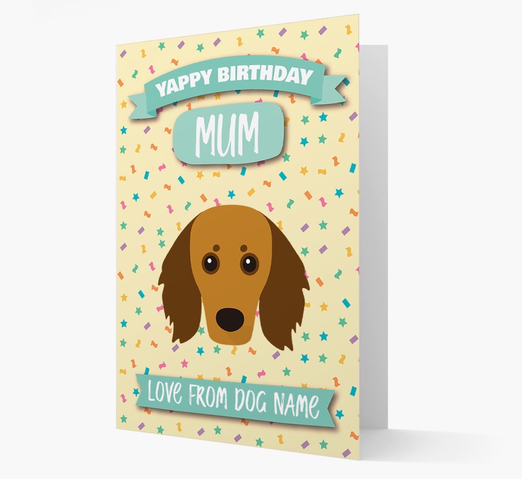 Personalised Card 'Yappy Birthday Mum' with {breedCommonName} Icon