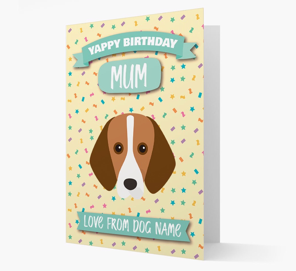 Personalised Card 'Yappy Birthday Mum' with {breedCommonName} Icon