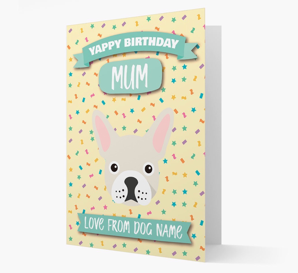 Personalised Card 'Yappy Birthday Mum' with {breedCommonName} Icon
