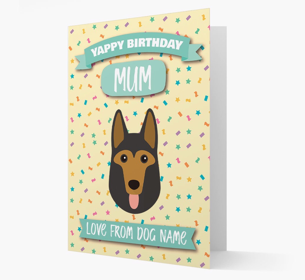 Personalised Card 'Yappy Birthday Mum' with {breedCommonName} Icon