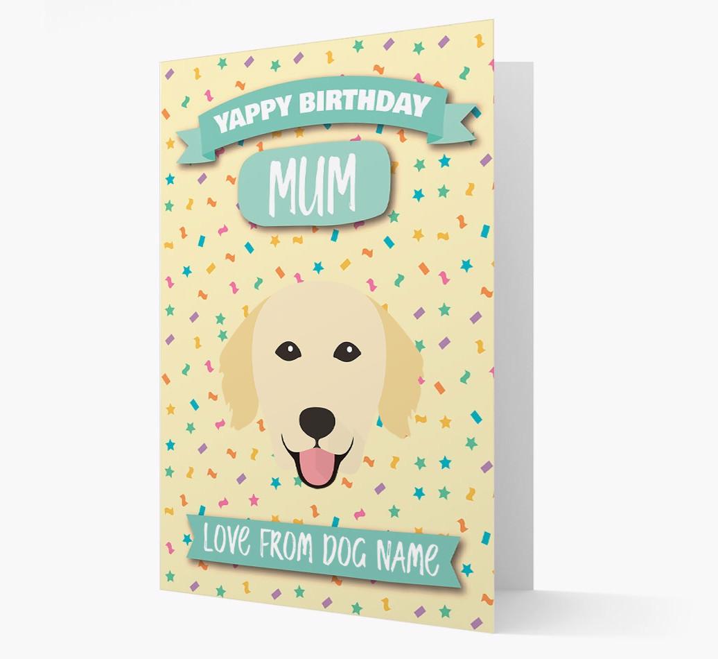 Personalised Card 'Yappy Birthday Mum' with {breedCommonName} Icon