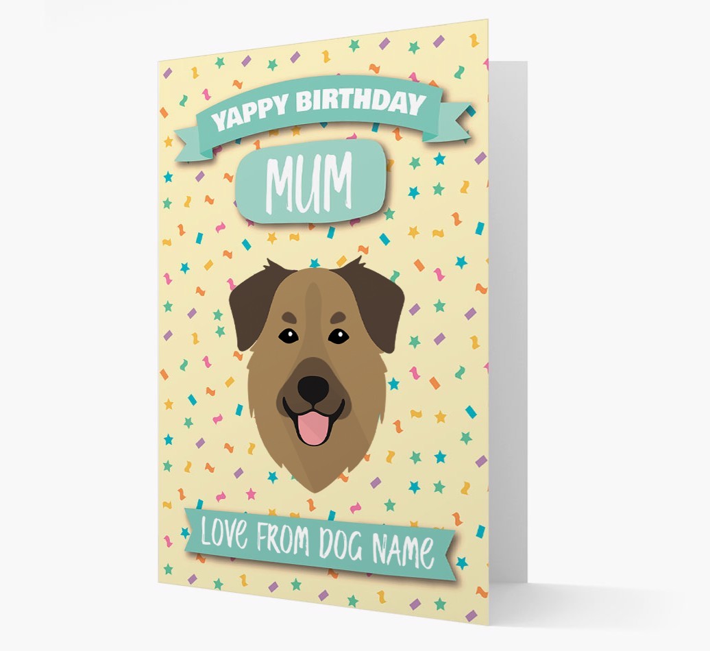 Personalised Card 'Yappy Birthday Mum' with {breedCommonName} Icon