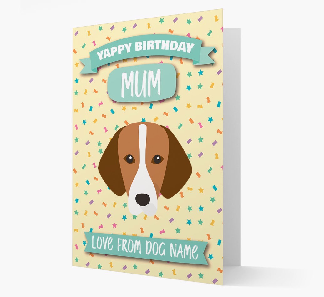 Personalised Card 'Yappy Birthday Mum' with {breedCommonName} Icon