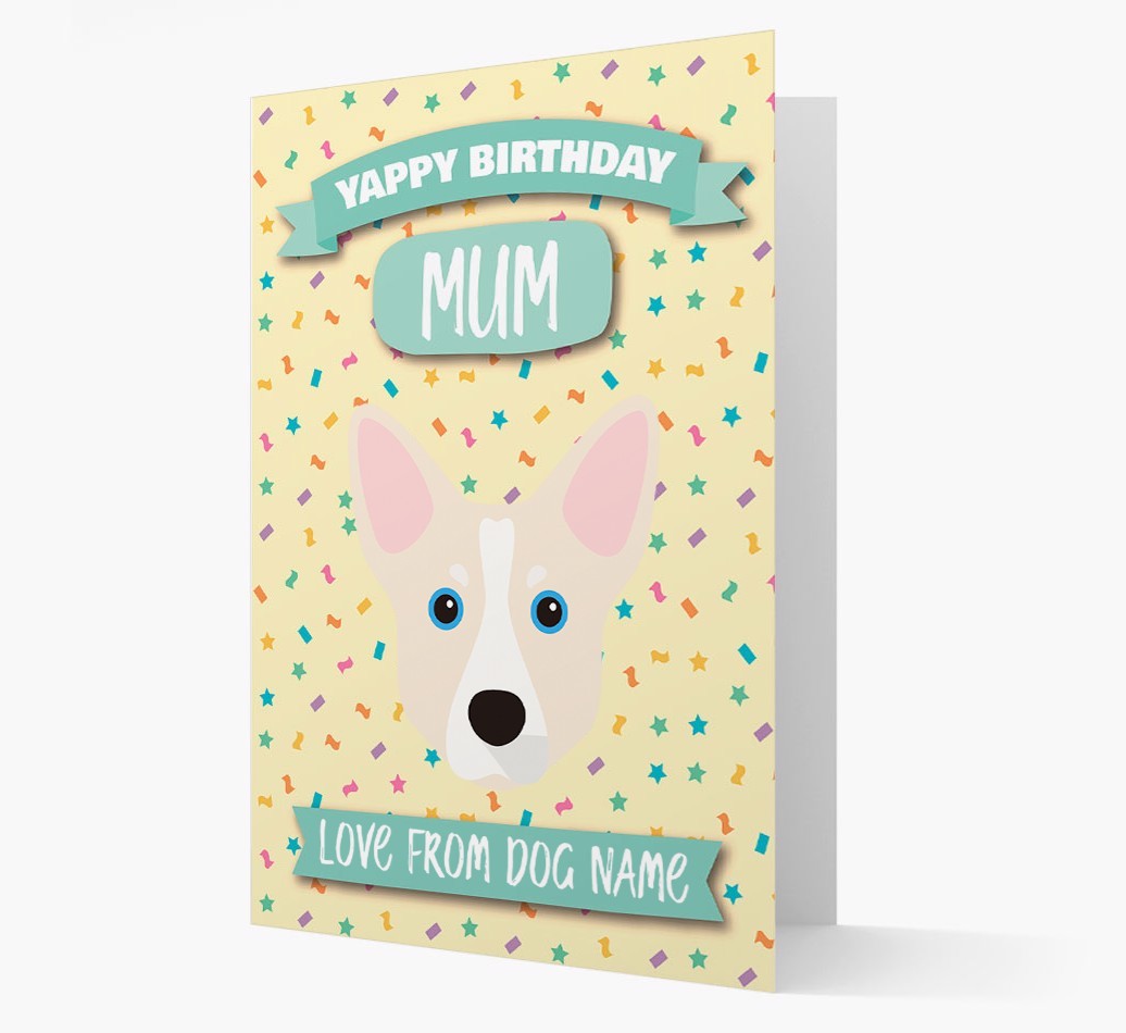 Personalised Card 'Yappy Birthday Mum' with {breedCommonName} Icon