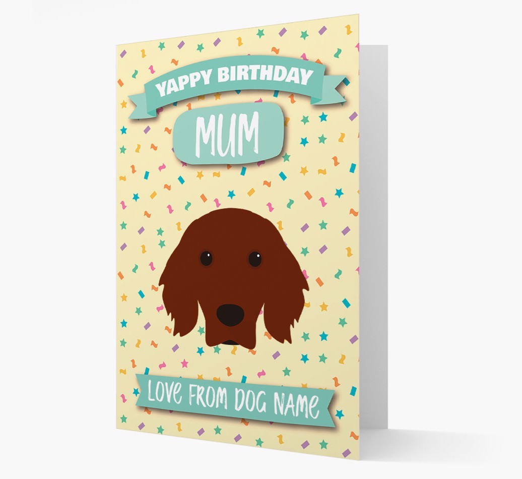 Personalised Card 'Yappy Birthday Mum' with {breedCommonName} Icon