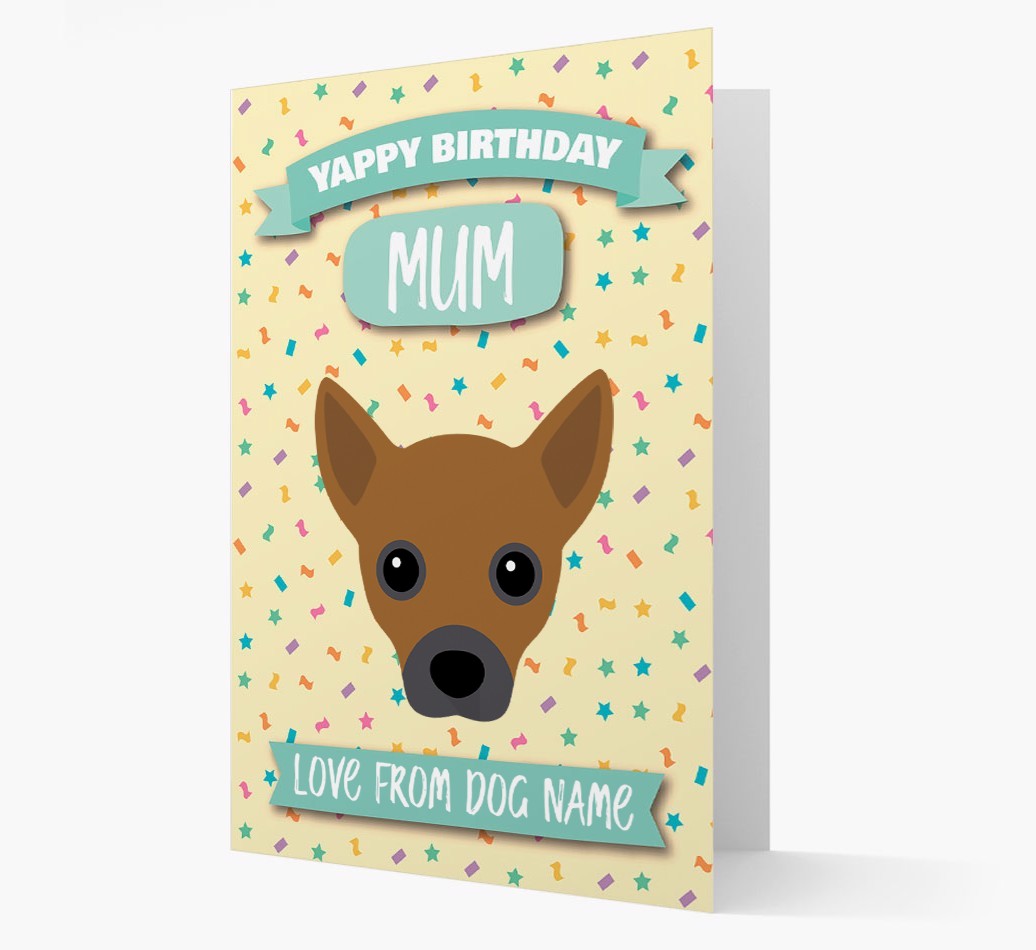 Personalised Card 'Yappy Birthday Mum' with {breedCommonName} Icon