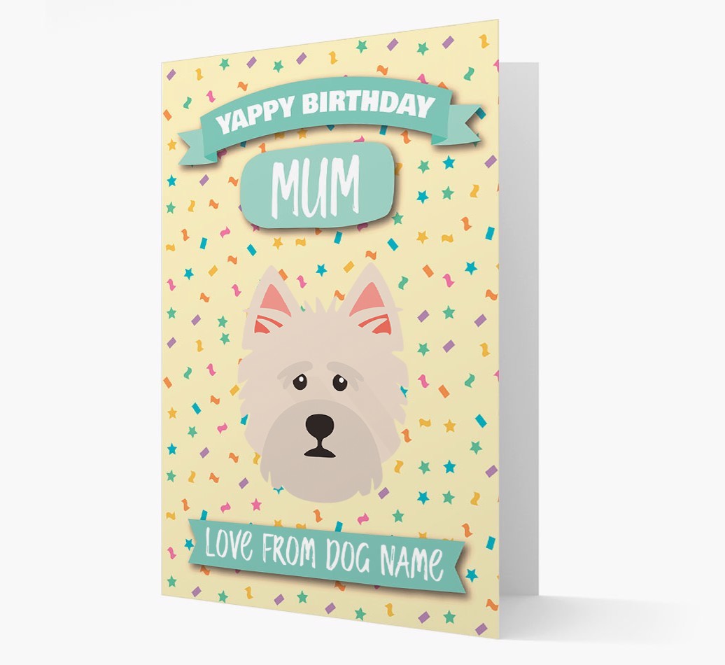 Personalised Card 'Yappy Birthday Mum' with {breedCommonName} Icon