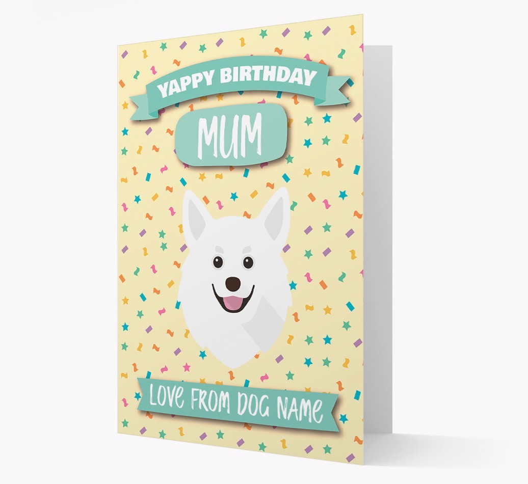 Personalised Card 'Yappy Birthday Mum' with {breedCommonName} Icon