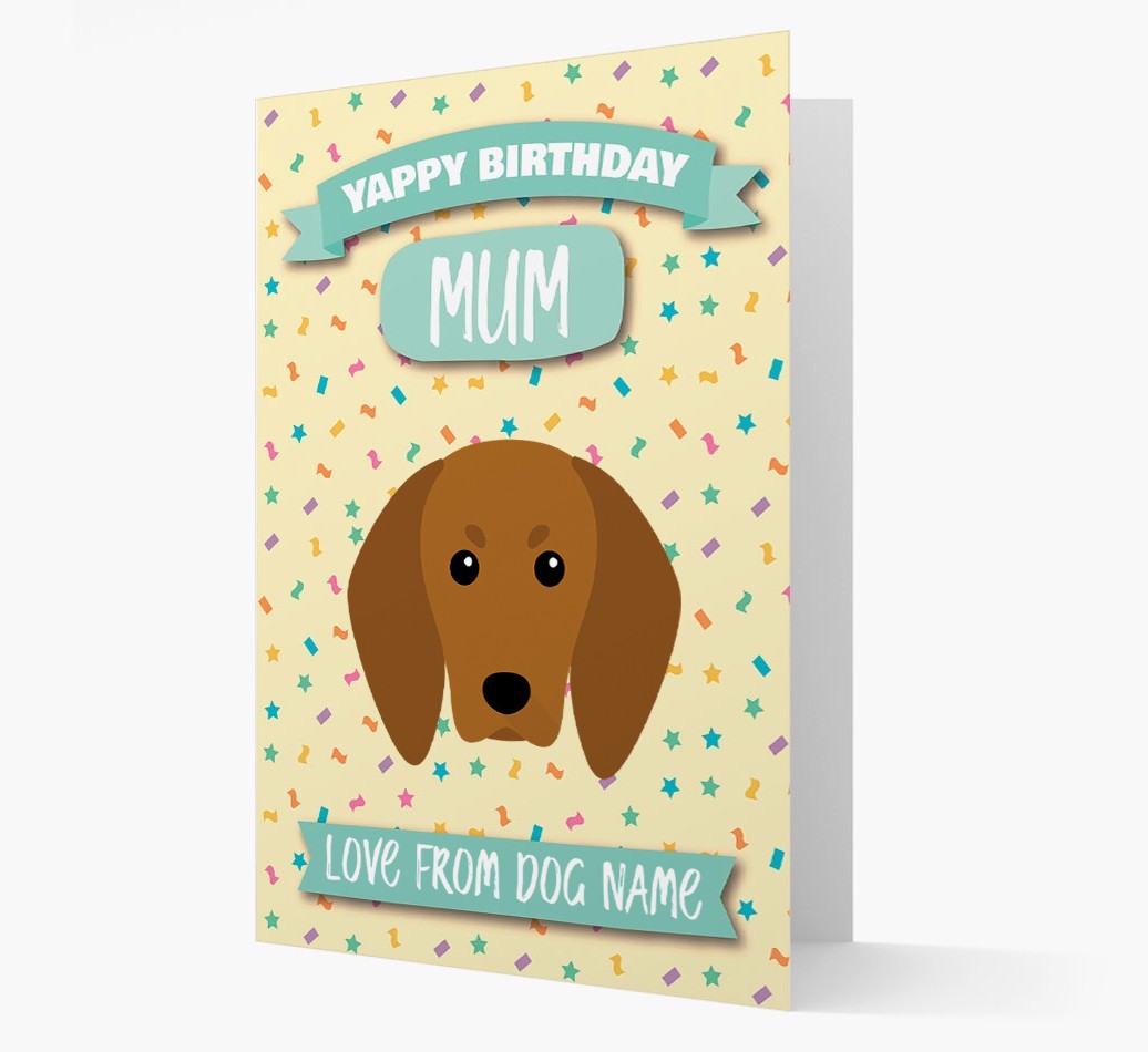 Personalised Card 'Yappy Birthday Mum' with {breedCommonName} Icon