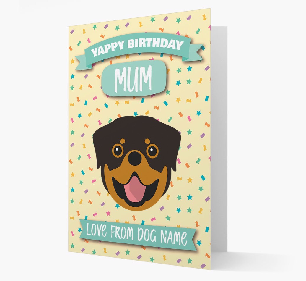 Personalised Card 'Yappy Birthday Mum' with {breedCommonName} Icon