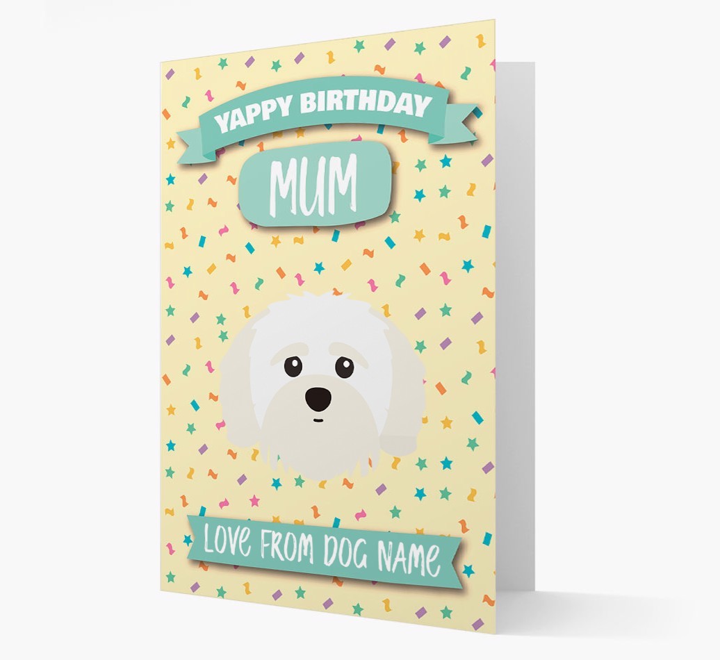 Personalised Card 'Yappy Birthday Mum' with {breedCommonName} Icon