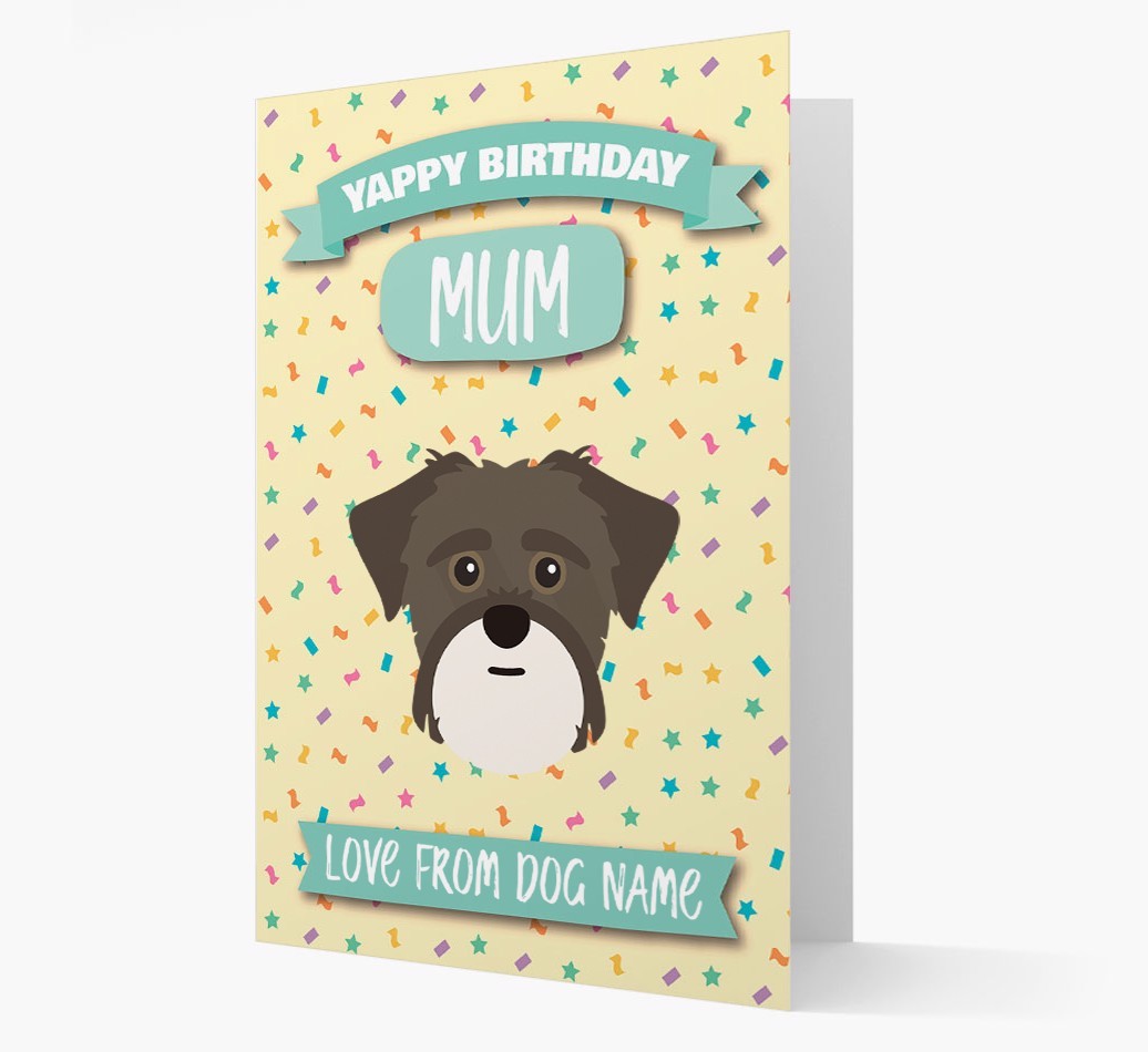 Personalised Card 'Yappy Birthday Mum' with {breedCommonName} Icon