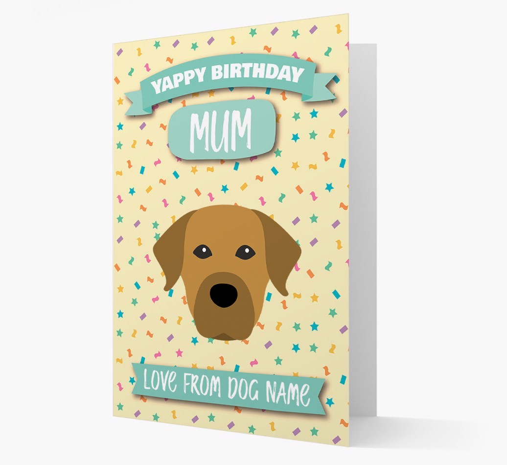 Personalised Card 'Yappy Birthday Mum' with {breedCommonName} Icon
