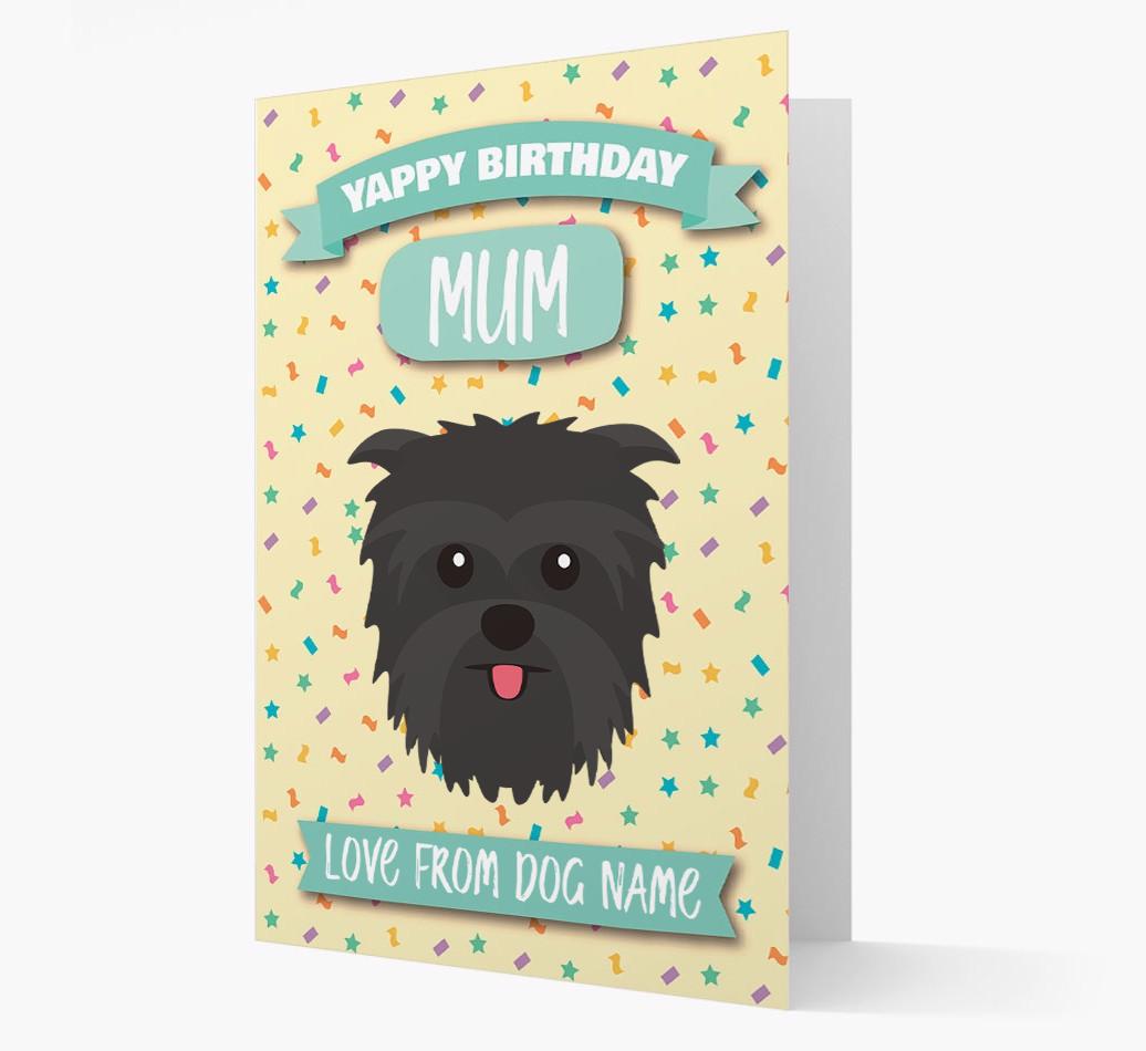 Personalised Card 'Yappy Birthday Mum' with {breedCommonName} Icon
