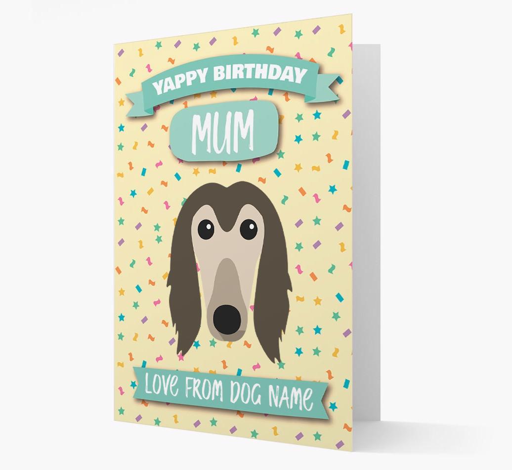 Personalised Card 'Yappy Birthday Mum' with {breedCommonName} Icon
