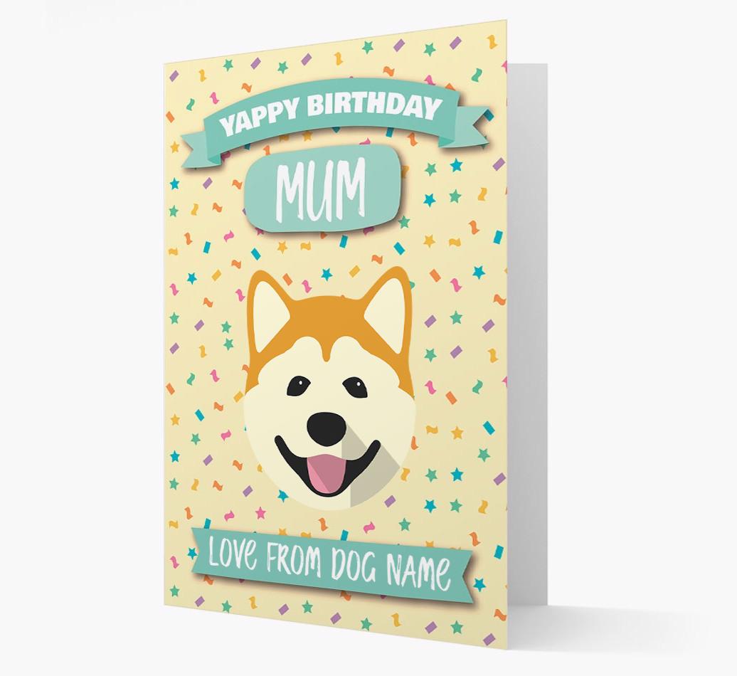 Personalised Card 'Yappy Birthday Mum' with {breedCommonName} Icon