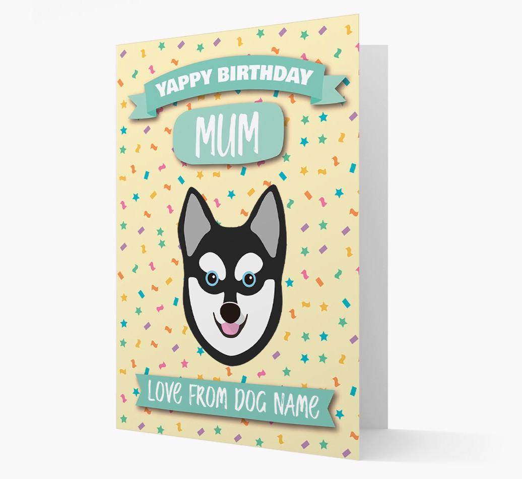 Personalised Card 'Yappy Birthday Mum' with {breedCommonName} Icon