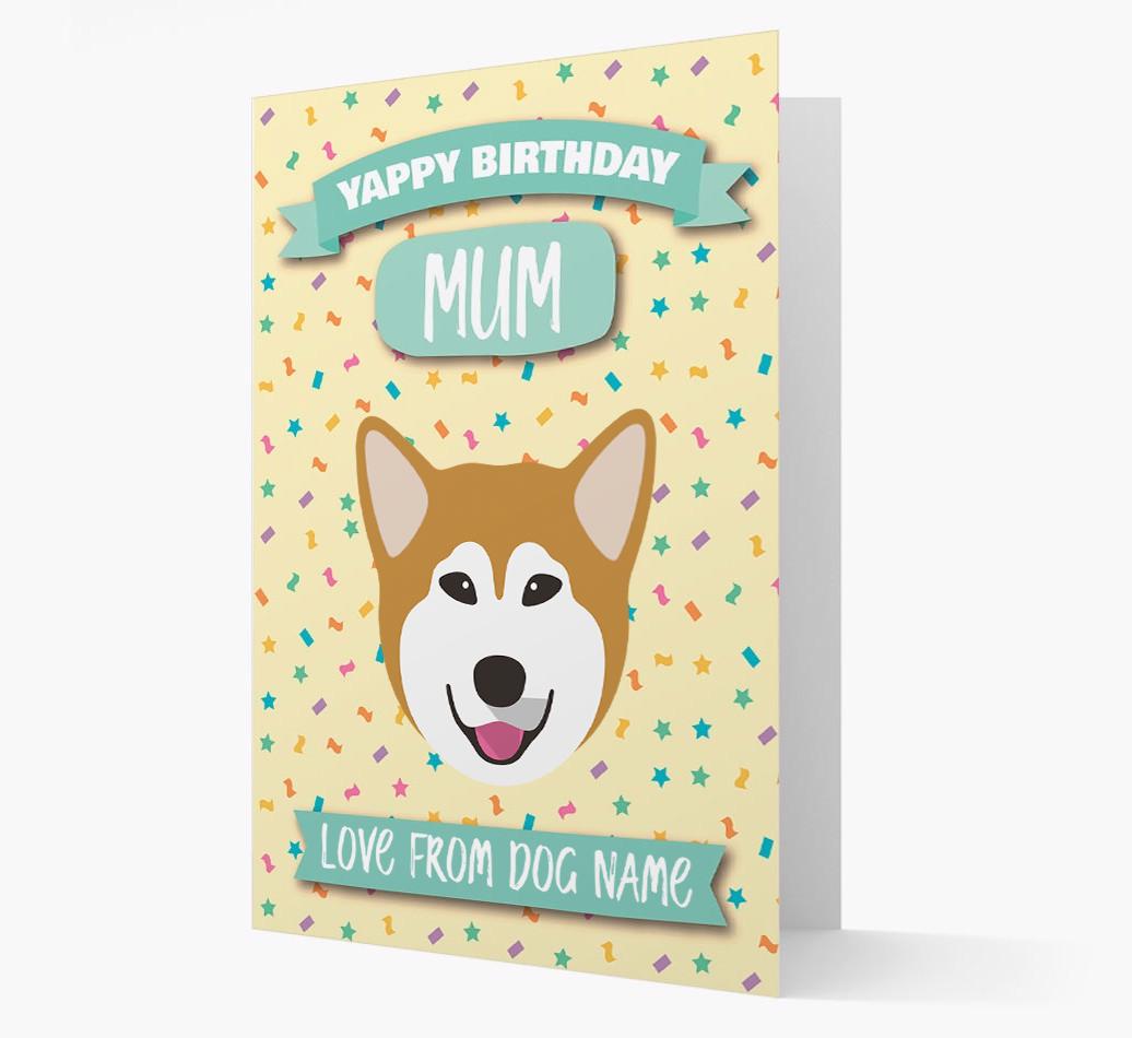 Personalised Card 'Yappy Birthday Mum' with {breedCommonName} Icon