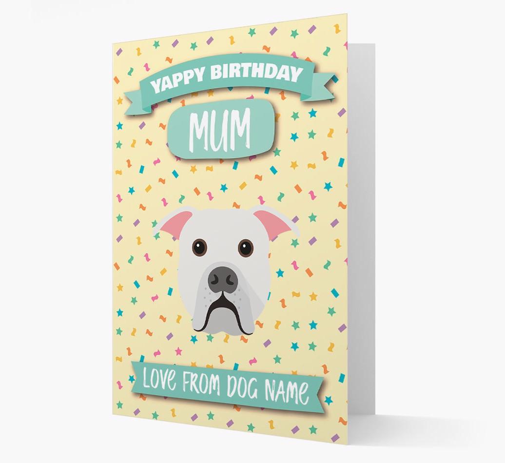 Personalised Card 'Yappy Birthday Mum' with {breedCommonName} Icon