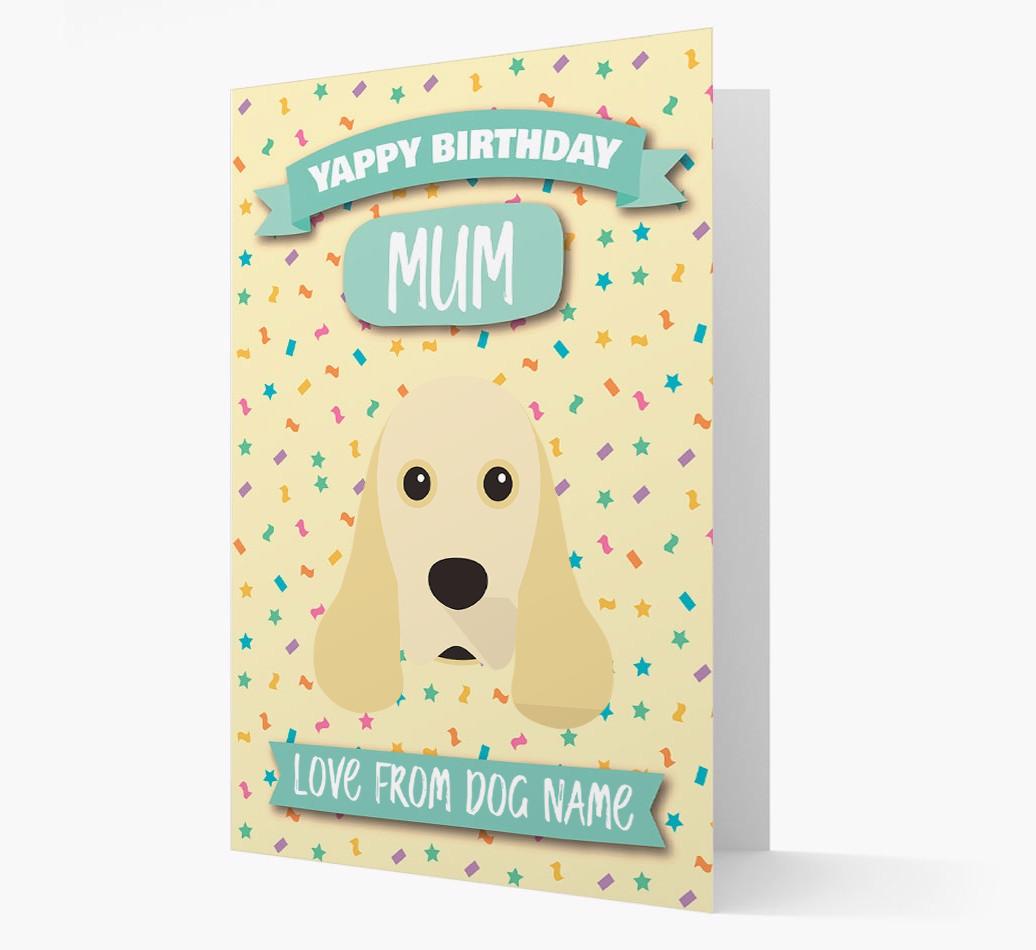 Personalised Card 'Yappy Birthday Mum' with {breedCommonName} Icon