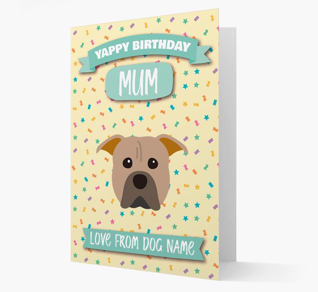 Personalised Card 'Yappy Birthday Mum' with {breedCommonName} Icon