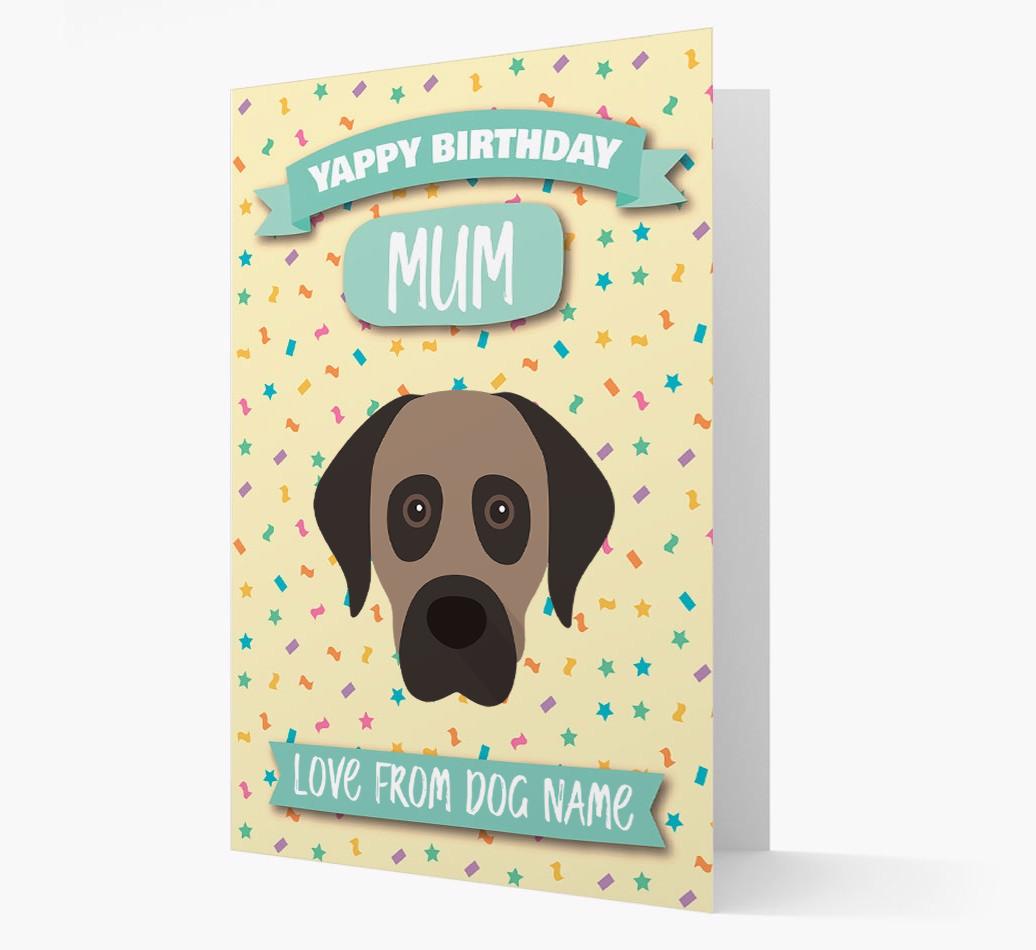 Personalised Card 'Yappy Birthday Mum' with {breedCommonName} Icon