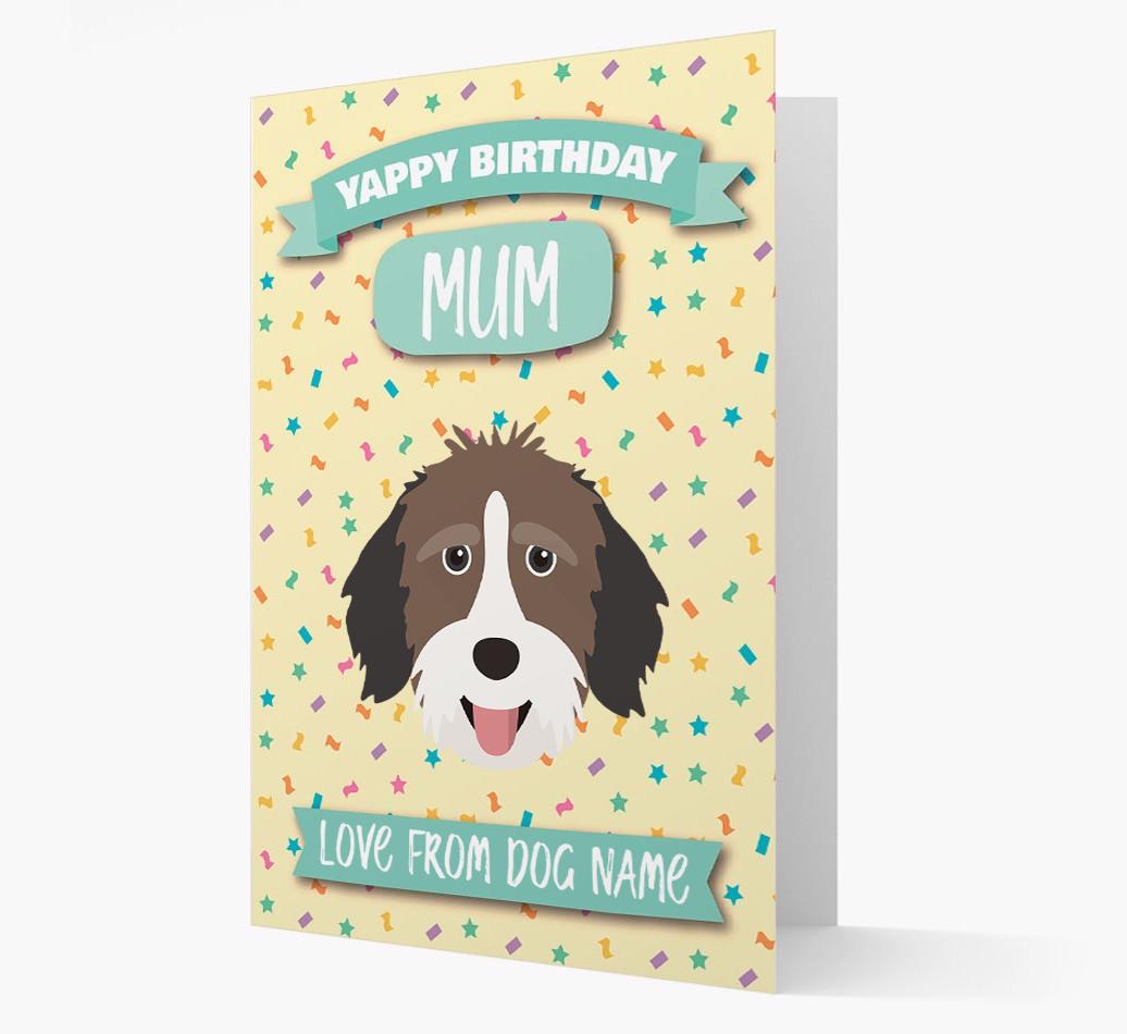 Personalised Card 'Yappy Birthday Mum' with {breedCommonName} Icon