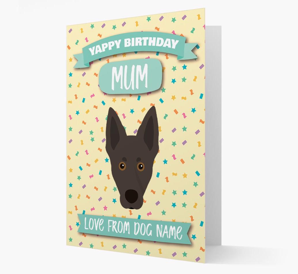 Personalised Card 'Yappy Birthday Mum' with {breedCommonName} Icon