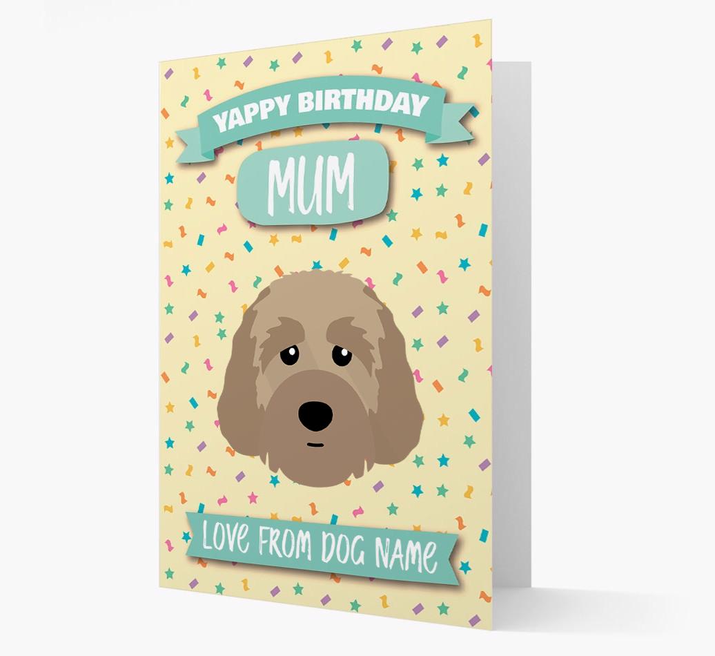 Personalised Card 'Yappy Birthday Mum' with {breedCommonName} Icon