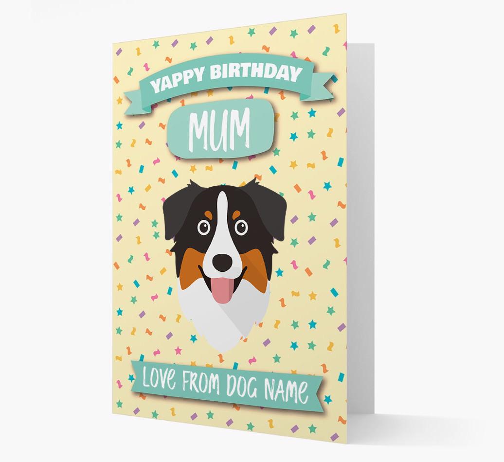 Personalised Card 'Yappy Birthday Mum' with {breedCommonName} Icon