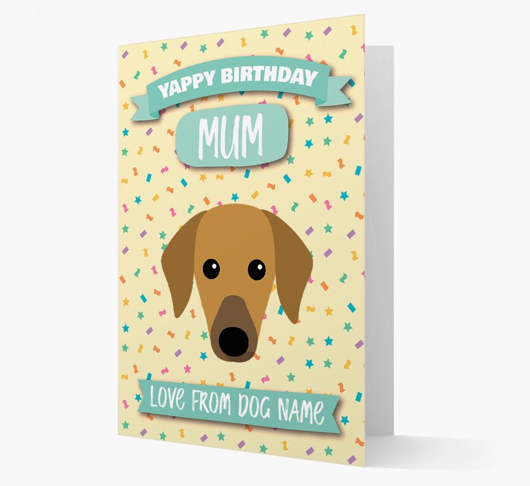 Personalised Card 'Yappy Birthday Mum' with {breedCommonName} Icon
