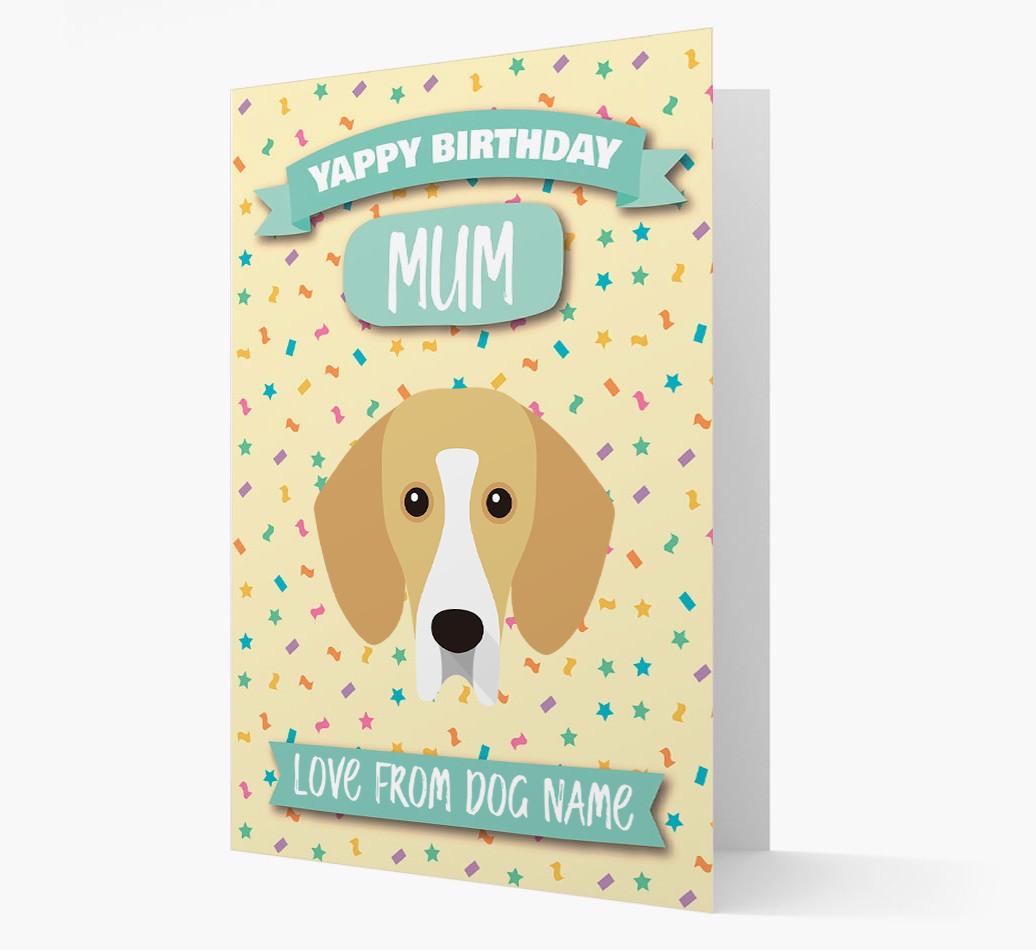 Personalised Card 'Yappy Birthday Mum' with {breedCommonName} Icon