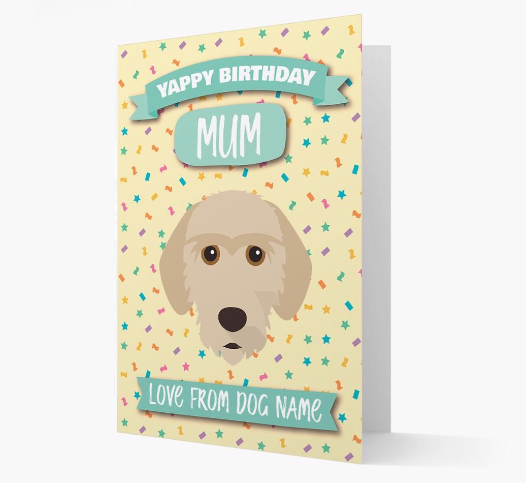 Personalised Card 'Yappy Birthday Mum' with {breedCommonName} Icon