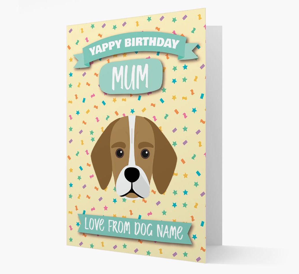 Personalised Card 'Yappy Birthday Mum' with {breedCommonName} Icon