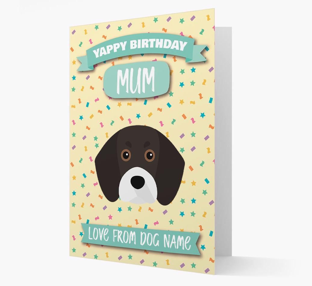 Personalised Card 'Yappy Birthday Mum' with {breedCommonName} Icon