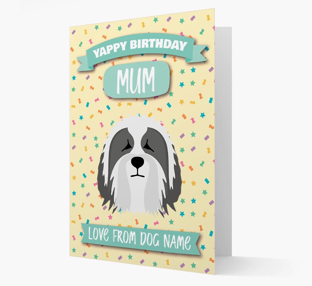 Personalised Card 'Yappy Birthday Mum' with {breedCommonName} Icon
