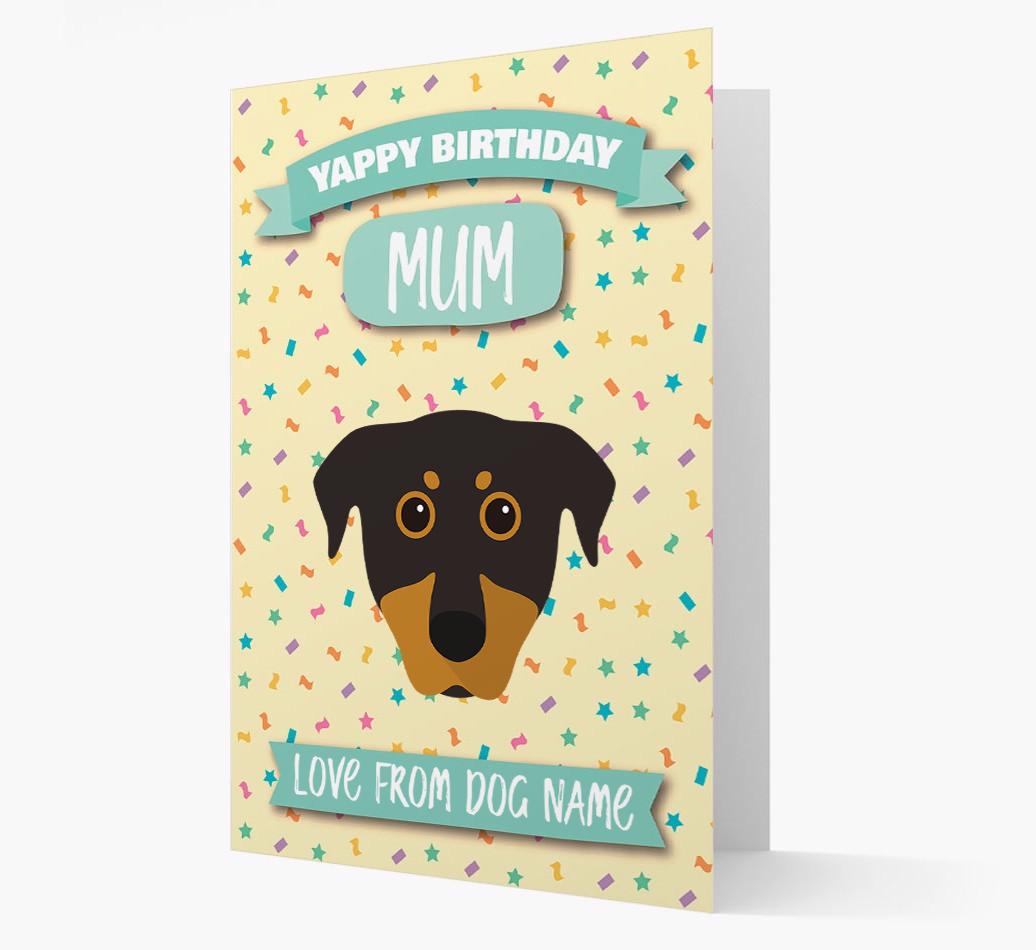 Personalised Card 'Yappy Birthday Mum' with {breedCommonName} Icon