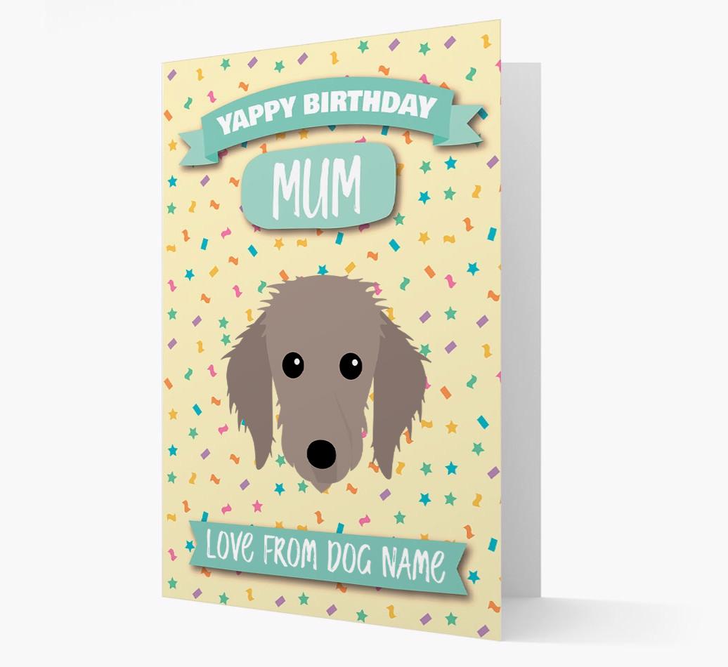 Personalised Card 'Yappy Birthday Mum' with {breedCommonName} Icon