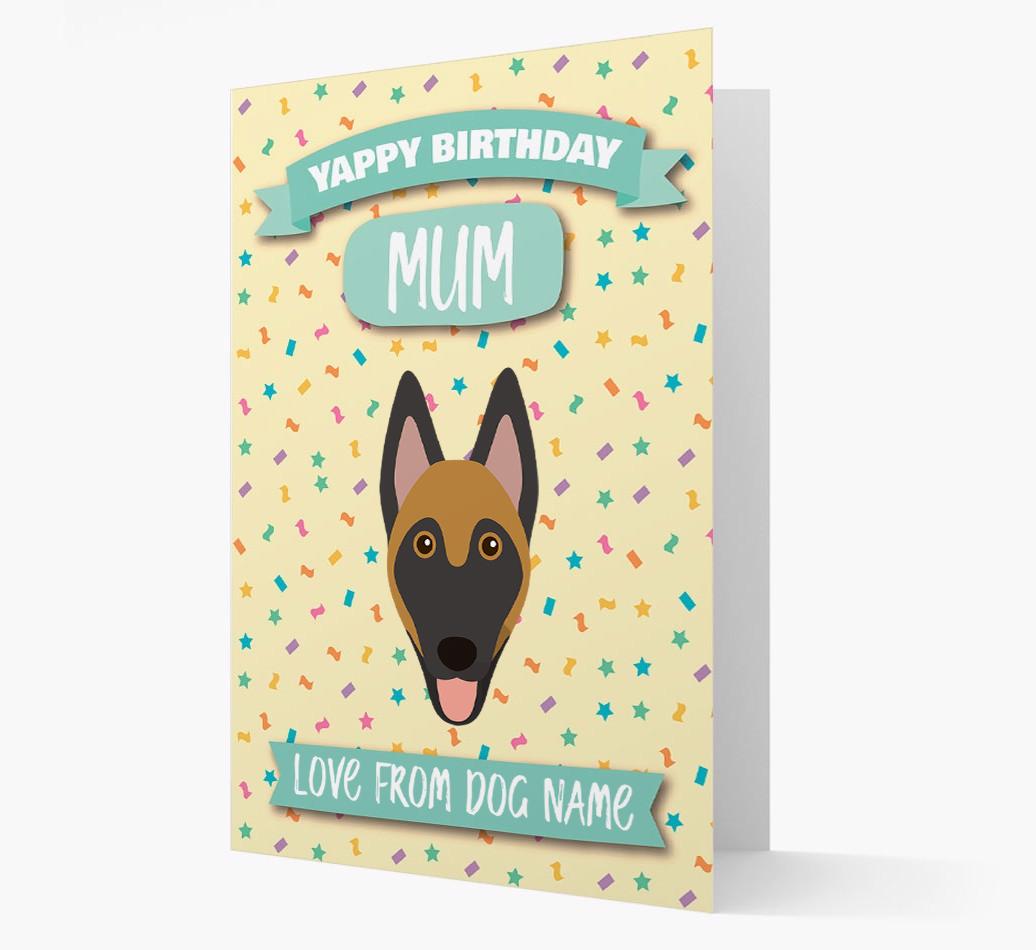 Personalised Card 'Yappy Birthday Mum' with {breedCommonName} Icon